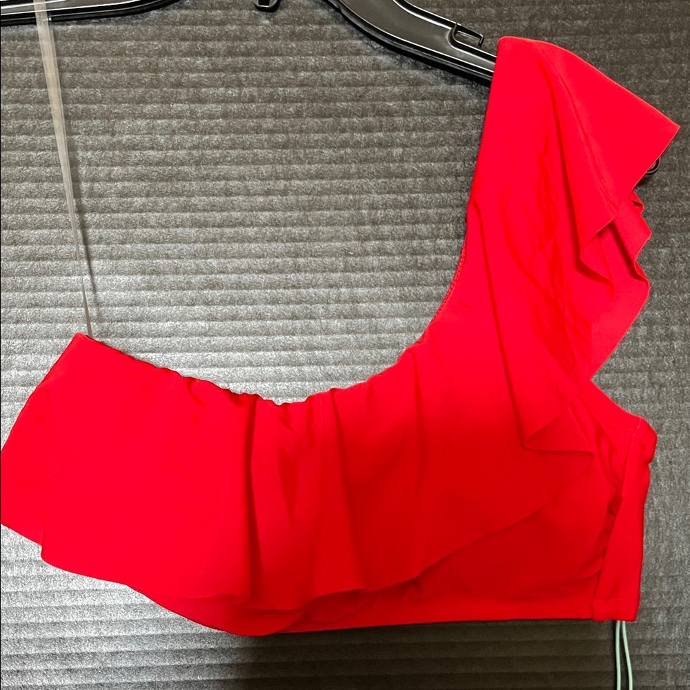 Kona Sol Kids Red One-Shoulder Swim Top